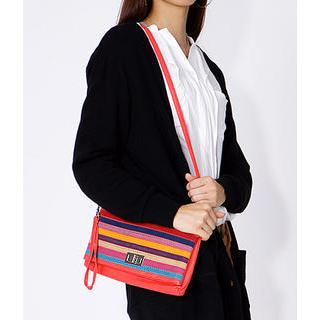 yeswalker Multicolor Stripe Twist-Lock Convertible Handbag Red - One Size