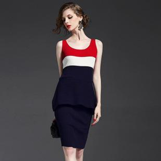 Y:Q Color-Block Knit Tank Dress
