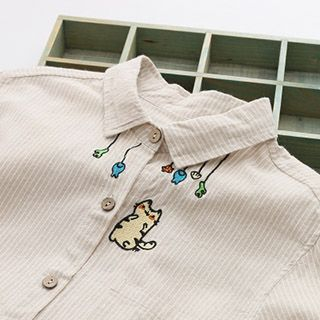 BACKSTREET Cat Embroidered Shirt