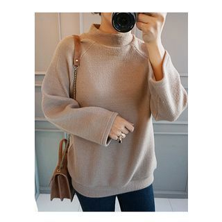 STYLEBYYAM Mock-Neck Raglan-Sleeve Knit Top