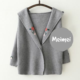 Meimei Hooded Embroidered Knit Jacket