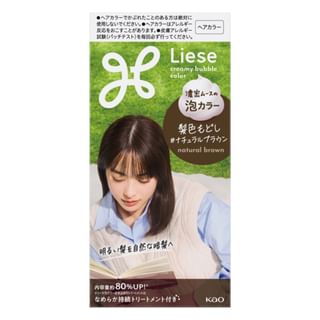 Kao - Liese Creamy Bubble Hair Color Restorer For Light Hair Natural Brown - 115Ml