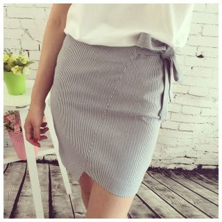 trendedge Striped Tie-Waist Pencil Skirt