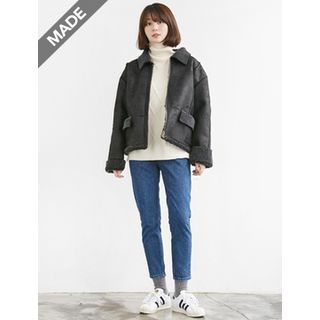 FROMBEGINNING Zip-Up Faux-Shearling Jacket