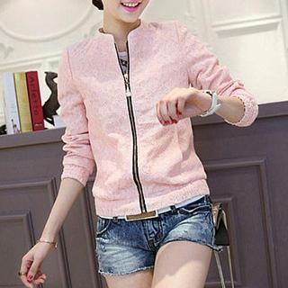 Fashion Street Long Sleeved Stand Collar Jacket