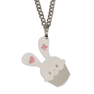 Sweet & Co. Sweet White Bunny Cupcake of Heart Silver Necklace