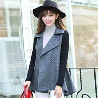 AiSun Knit Sleeve Double-Breasted Jacket