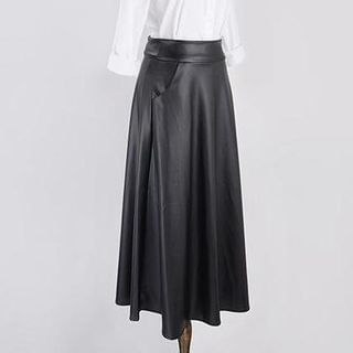X:Y Faux Leather High-waist Skirt