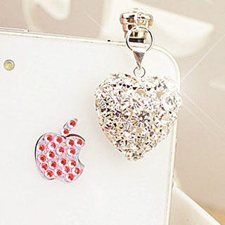 Fit-to-Kill Shining Heart Mobile Earphone Plug  Silver - One Size