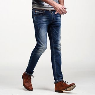 Quincy King Distressed Washed Jeans