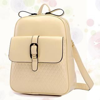 BeiBaoBao Faux-Leather Belted Backpack