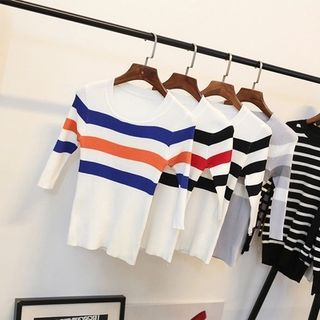 Clair Fashion 3/4-Sleeve Stripe Knit Top