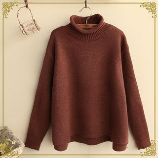 Fairyland Roll-collar Ribbed Sweater