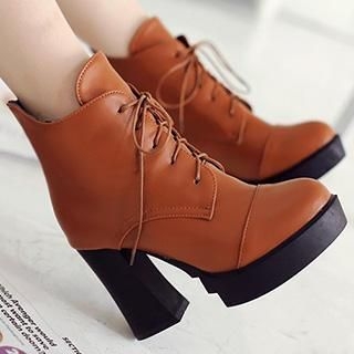 Gizmal Boots Chunky Heel Lace-up Boots