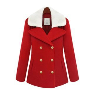 FURIFS Fleece-Lined Double-Breasted Coat