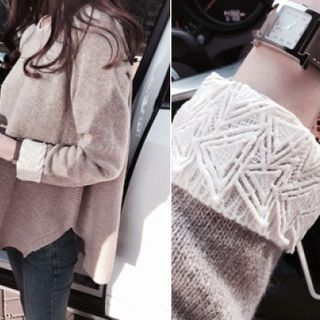DAILY LOOK Cuff-Detail Wool Blend Knit Top