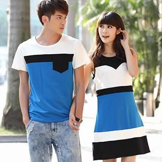 Igsoo Print Couple Short-Sleeve T-Shirt / Tank Dress
