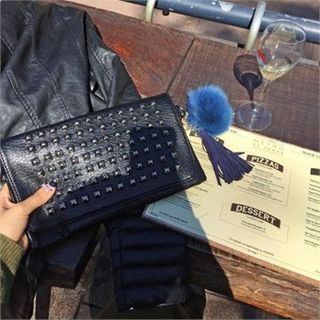LIPHOP Studded Faux-Leather Clutch with Strap