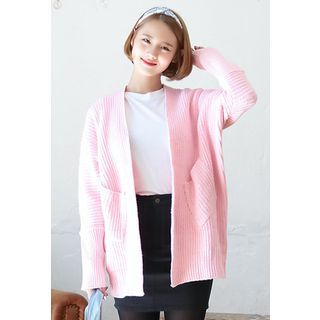 Dalkong Open-Front Dual-Pocket Cardigan