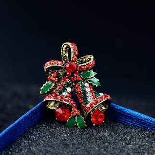 LoveGem Rhinestone Christmas Bell Brooch