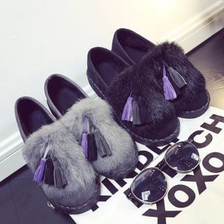SouthBay Shoes Tassel Furry Slip Ons