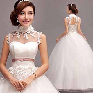 Angel Bridal Sleeveless Lace Ball Gown Wedding Dress