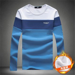 Alvicio Fleece-lined Colour Block Long-Sleeve T-shirt