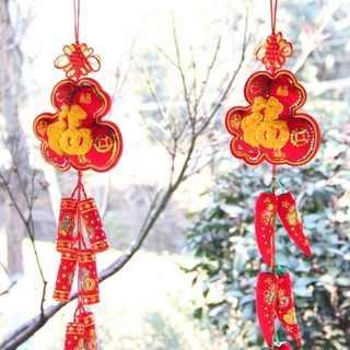 Luck Totem Lunar New Year Faux Fire Cracker Hanging Ornament - Medium