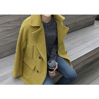 Hello sweety Double-Breasted Wool Blend Coat