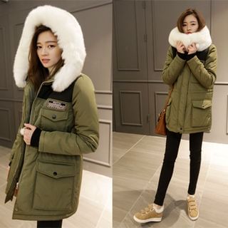 NIPONJJUYA Faux-Fur Trim Hooded Puffer Parka