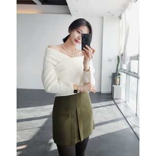 UPTOWNHOLIC Wrap-Front Knit Top