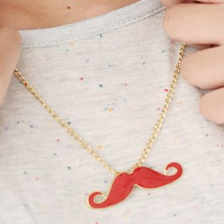 Mustache Necklace Red - One Size