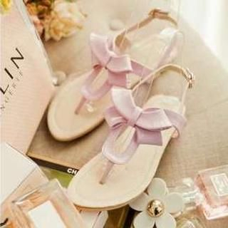 Pangmama Bow-Accent Flat Sandals