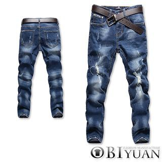 OBI YUAN Distressed Elastic Jeans