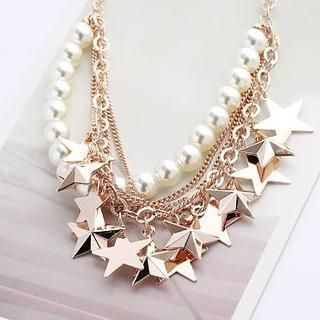 Love Generation Star & Faux Pearl Necklace