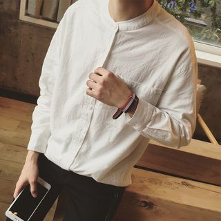 JUN.LEE Long-Sleeve Mandarin Collar Shirt