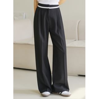 THEONME Contrast-Trim Wide Pants