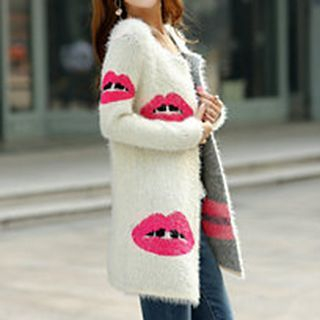 Jiuni Lips Long Knit Jacket