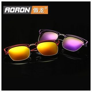 AORON Half-Frame Mirrored Sunglasses