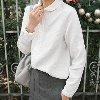 Eva Fashion Plain Long-Sleeve Blouse
