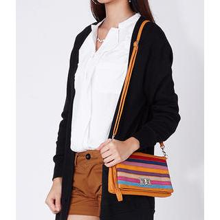yeswalker Multicolor Stripe Twist-Lock Convertible Handbag Camel - One Size