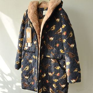 Blu Pixie Hooded Bird Print Padded Jacket