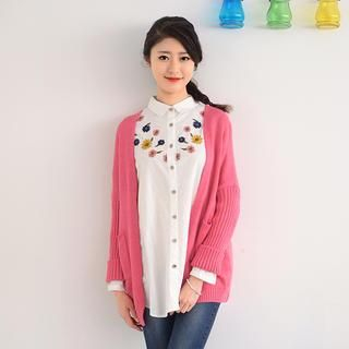 59 Seconds Open-Front Cardigan Pink - One Size
