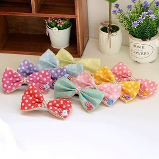 59 Seconds Set of 2: Bow Dotted Pattern Hair Barrette