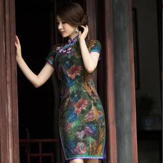 Miss Four Qipao Short-Sleeve Print Cheongsam