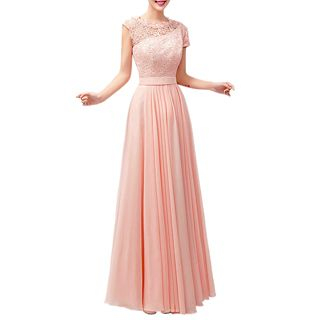 Royal Style Crochet Panel A-Line Evening Gown