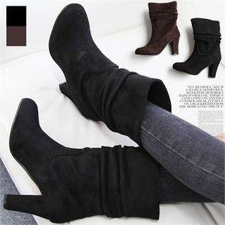 Reneve Shirred Faux-Suede Short Boots