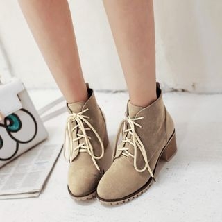 Colorful Shoes Block Heel Lace-Up Ankle Boots