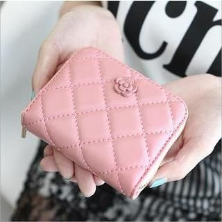 Rinka Doll Rosette Quilted Zip Around Wallet