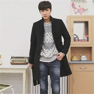 MITOSHOP Notched Lapel Buttoned Corduroy Coat